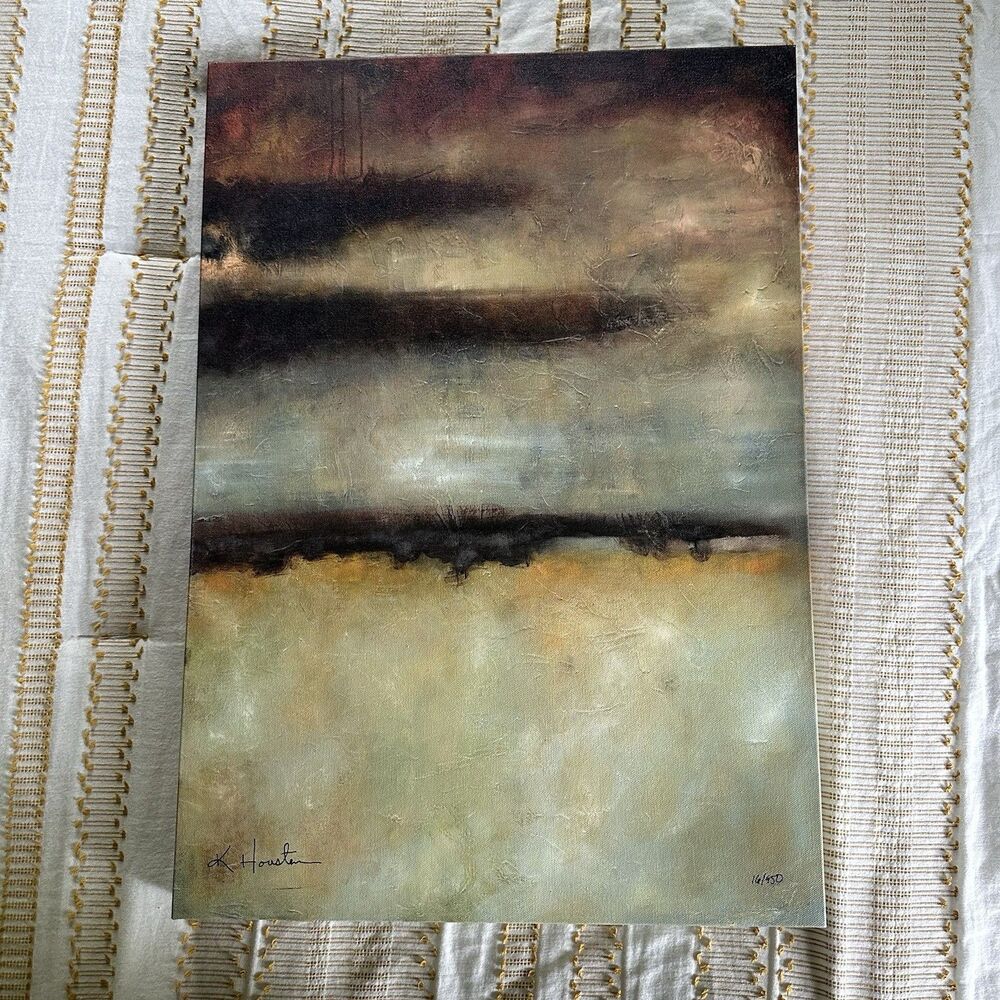 K. Houston Signed Canvas Numbered 16/950 Abstract Tonalist Landscape Decor Art